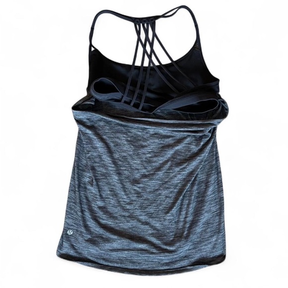 Lululemon Lighten Up Tank grey scoop neck Strappy tank top with built-in bra - Picture 3 of 7
